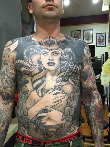 Tattoos - goddess chest tattoo - 116221